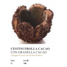 CESTINI FROLLA CACAO CON GRANELLA DI CACAO COSULETE DE CACAO CU DECOR GRANULAT DE CACAO D40MM 140 BUCATI PER CUTIE